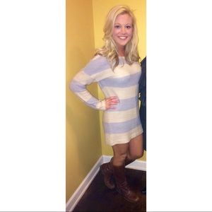 Long sleeve stripe knit dress